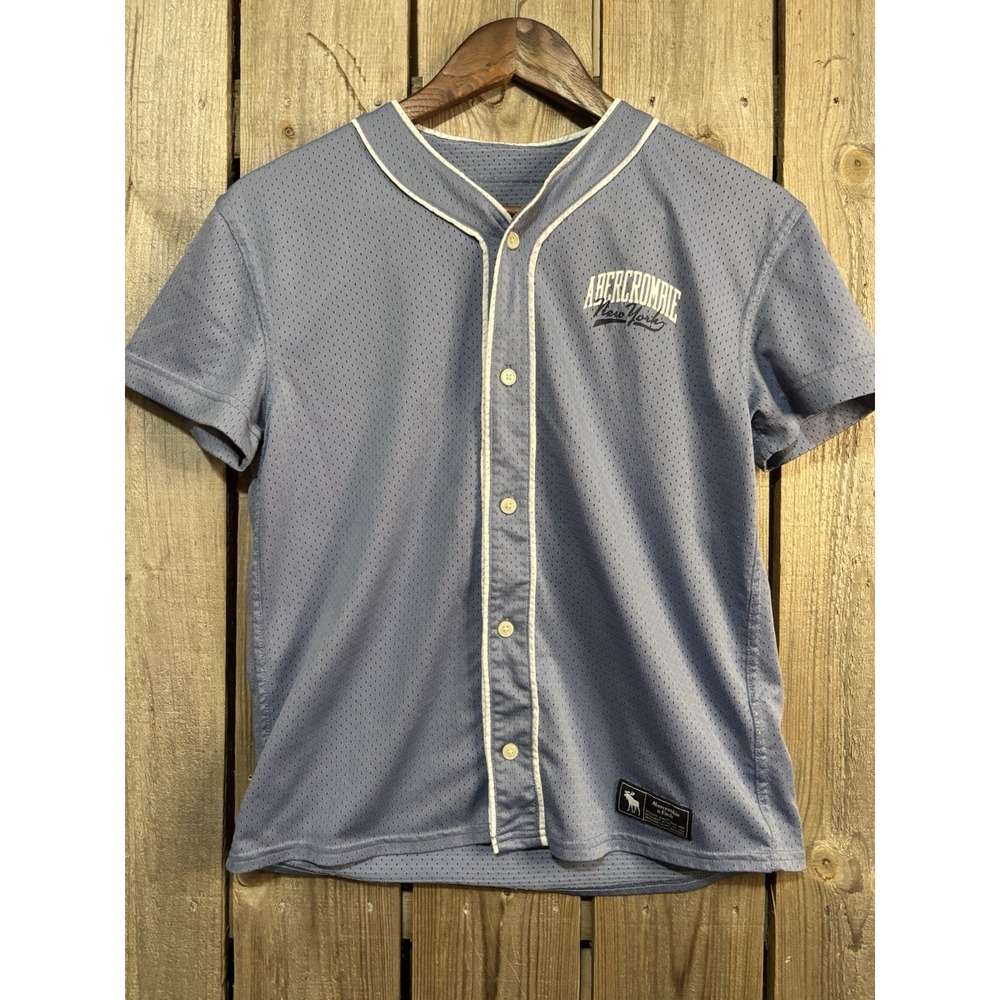Y2K Abercrombie Blue Mesh Baseball Jersey Top Youth 11/12 XS